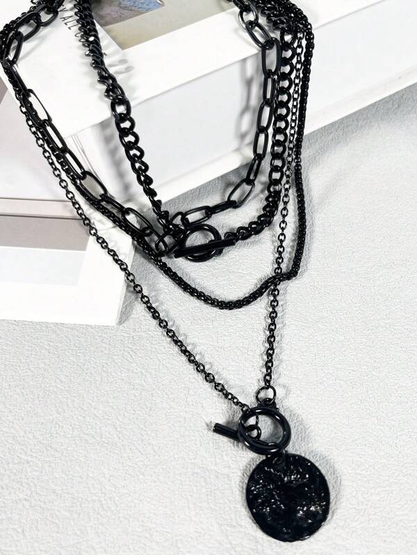1 pieza Collar de estilo Hip-Hop con colgante negro y decoración en forma de corazón