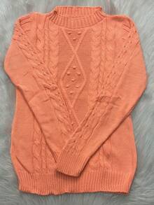 Plus Size Knit Tops - Orange - View 2