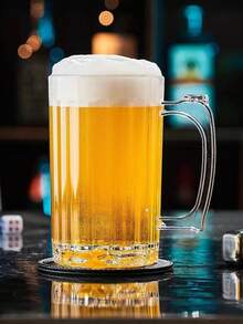 1 件装亚克力/PS 透明啤酒杯带手柄，加厚啤酒杯，饮料杯，果汁杯