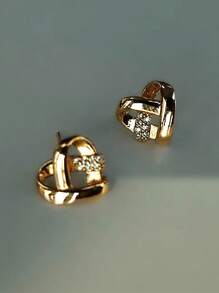 1對童裝可愛立方氧化鋯心形耳針，適合女孩日常裝扮、派對飾品、生日禮物 - 1# - 查看 3