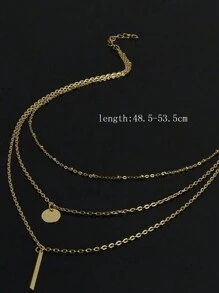 عقد كلافيكولير خفيف فاخر متعدد الطبقات و براق بتصميم بسيط و كلاسيكي - ذهبي أصفر - مشاهدة 4