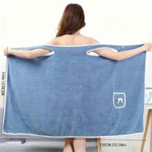 1pc Wearable Bath Towel, Bowknot Coral Velvet Bath Skirt For Adults, Water Absorption, Quick Drying, Bath Towel, No Hair Loss, Bath Supplies