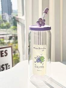 1 cốc thủy tinh có ống hút, cốc đôi cực kỳ hấp dẫn, cốc nước dung tích lớn 600ml, cốc cà phê di động cho phụ nữ, cốc mùa hè - hình dạng - Xem 10