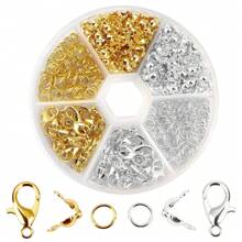 241 piezas/set kit de fabricación de joyas, juego de cierres de langosta, anillos abiertos, terminales, cuentas, caja de set para hacer manualmente pulseras, collares y accesorios