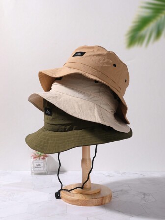 1pc Spring/Summer Outdoor Fishing, Hiking & Camping Sun Hat, Unisex Wide Brim Breathable Mesh Bucket Hat, Foldable With Windproof Strap Men's Sun Hat Summer Hat, Suitable For Summer Outdoor Activities Such As Hiking And Fishing