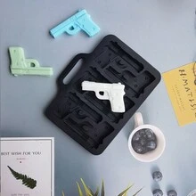 1入組6個隔間硅膠槍型冰塊盤，廚房DIY製冰棒模具 - 黑色 - 查看 4