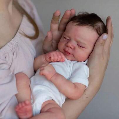 Christmas Decoration 18inch 45cm Asleep Reborn Baby Doll With 3D-Painting Skin And Visible Veins Toy For Girl Lifelike Newborn Girl Kid Birthday Gift (Soft Vinyl Limb, Cloth Body)