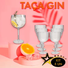 TAÇA GIN KIT COM 05 UN CRISTAL ACRÍLICO - Champanhe - Visão 1
