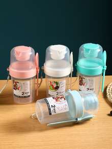 1入組輕質水果沙拉杯，早餐沙拉杯，Mason杯，便攜式，水果，蔬菜，淺食杯，帶叉蓋的優格杯，減肥杯高品質，不變形的沙拉杯，是家人和朋友的絕佳禮物，廚房，廚房用品，食物，烹飪，露營，假期，沙灘，房間裝飾，組織者，派對，旅行。 - 彩色 - 查看 3