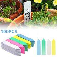 100 piezas/paquete Etiquetas de plantas reutilizables y resistentes al agua de plástico, herramientas de decoración de etiquetas de jardín