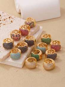 1pair European And American Fashionable Colorful Cubic Zirconia Copper Earrings, Exquisite And Elegant Women's Jewelry For Daily Wear - View 9