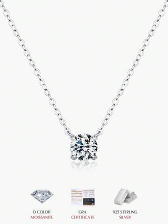MODIAN Moissanit Anhänger Halskette, D Farbe 0,8CT Lab Diamant für Frauen Hochzeit Verlobung 925 Sterlingsilber Schmuck Geschenk