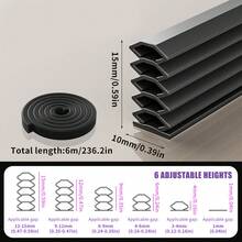 6M/Cuộn, Có Thể Bịt Kín Khoảng Cách 1-15Mm Dải Niêm Phong Cửa & Cửa Sổ Có Thể Điều Chỉnh 6 Lớp, Chống Gió, Cách Âm, Dải Niêm Phong Cửa Chống Trộm - Nhiều màu - Xem 17