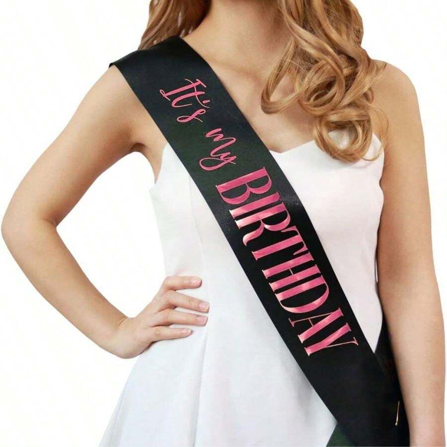 It's My Birthday Sash For Women,Black And White Sashes With Gold And ...