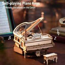 Robotime Magic Piano 3D Puzzles Mechanical 3D Puzzles Musical Instrument-Wooden Music Box Puzzle Kit To Build Desk Decor Unique Gift For Men/Women Christmas Gifts - Nhiều màu - Xem 3