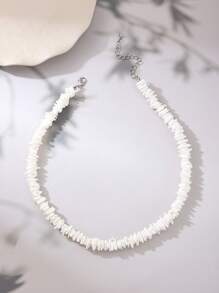 1pc Fashionable Versatile Stone Beaded Necklace - White - View 2