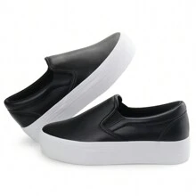 Women Comfortable Slip-On Loafers Platform Casual Loafer Shoes Fashion Daily Walking Shoes - 黑色 - 查看 2