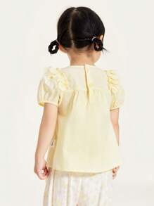 mini bala Young Girls Short Sleeve Shirt Summer Baby Infant Breathable  Bubble Sleeve Children's Shirt - Yellow - View 2