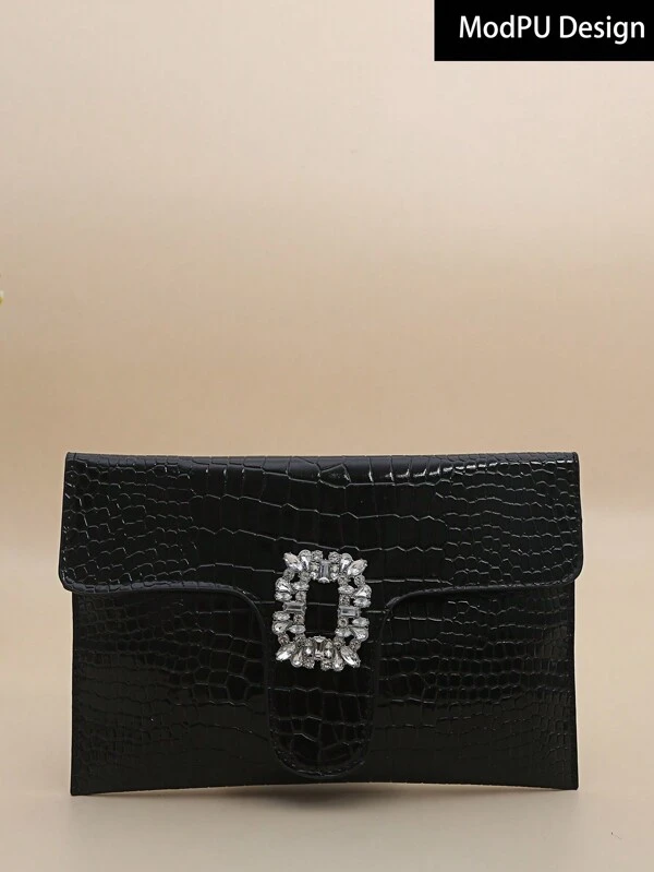 Bolso de mano de sobre con strass de moda para mujer, elegante bolso de mano para mujer