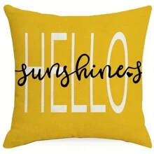 4pcs Spring And Summer Pillow Case, Yellow Letter Flower Pattern Pillow Case, Watercolor Daisies Simple Style Suitable For Home Decoration, Sofa Outdoor Office By Set Decoration 18*18inch