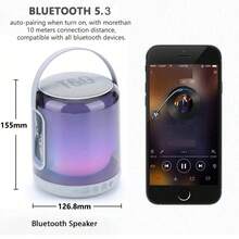 TG376 New Pulse Camping Bluetooth Speaker Full-Color Screen TWS Portable Mini Handheld Wireless Speaker With LED Lights For Outdoor Use - Grey - View 8
