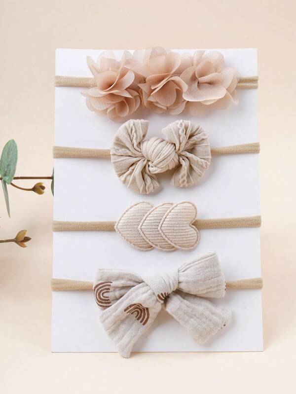 4pcs Baby Flower Jacquard Butterfly Heart Headbands, Children's Rainbow Hair Accessories Love Valentine