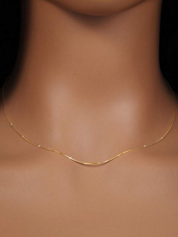 ELSEDES 1pc Simple And Fashionable Chain Necklace, Adjustable Length Suitable For Women's Daily Wear