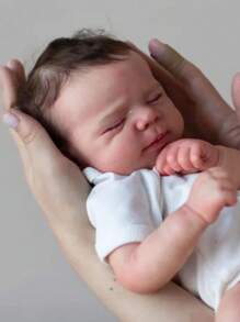 Christmas Decoration 18inch 45cm Asleep Reborn Baby Doll With 3D-Painting Skin And Visible Veins Toy For Girl Lifelike Newborn Girl Kid Birthday Gift (Soft Vinyl Limb, Cloth Body) - White - View 4