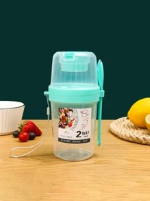 1入組輕質水果沙拉杯，早餐沙拉杯，Mason杯，便攜式，水果，蔬菜，淺食杯，帶叉蓋的優格杯，減肥杯高品質，不變形的沙拉杯，是家人和朋友的絕佳禮物，廚房，廚房用品，食物，烹飪，露營，假期，沙灘，房間裝飾，組織者，派對，旅行。 - 彩色 - 查看 8