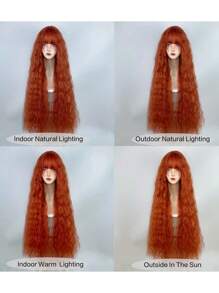Cooper Orange 120 厘米超长波浪卷发万圣节角色扮演假发音乐节春夏秋冬圣诞礼物 48 英寸姜南瓜棕色卷发带刘海合成假发透气玫瑰网适合女孩女士日常使用派对度假自然性感浪漫优雅简约休闲万圣节圣诞节角色扮演耐热假发 - 臟橘色 - 查看 7