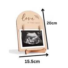 可爱的木制超声波相框 - 一套精美的双面标志，宣布您怀孕或婴儿出生 - 育儿室装饰超声波照片框架和怀孕礼物，适合首次当妈妈的婴儿洗礼家庭装饰礼物婴儿洗礼复活节礼物，适合女孩/男孩