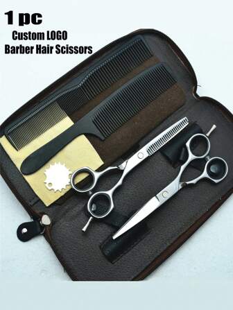 1 pieza Tijeras de peluquería de 5,5 pulgadas con LOGO personalizado, juego de tijeras de peluquero profesional en acero inoxidable, herramientas de peluquería para corte de cabello y entresacado