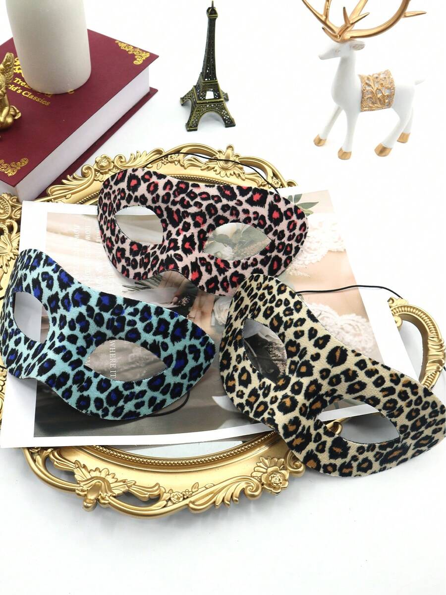 PVC豹紋情侶假面具，適用於各種節日和派對 - 顏色 - 查看 1
