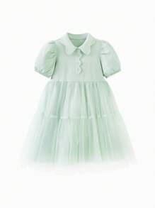 mini bala Mädchen Kleid, süßes Prinzessinnenkleid aus Tüll mit Puffärmeln für Kinder im Sommer