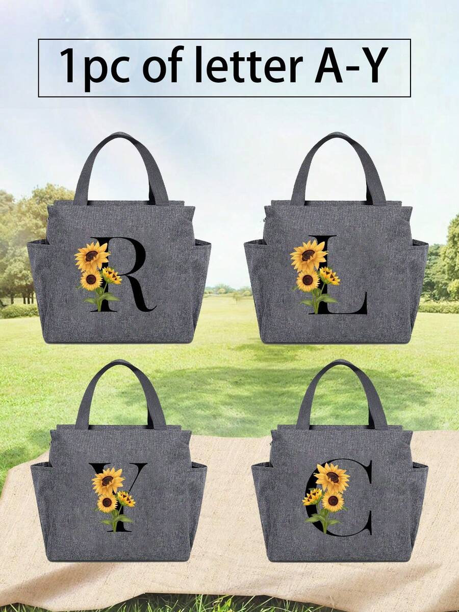 可調式肩帶午餐袋，易於清潔和攜帶，保溫午餐袋適用於露營、野餐和戶外學校組織者袋，教師存儲袋，課堂袋類組織者袋 - 灰色 - 查看 1