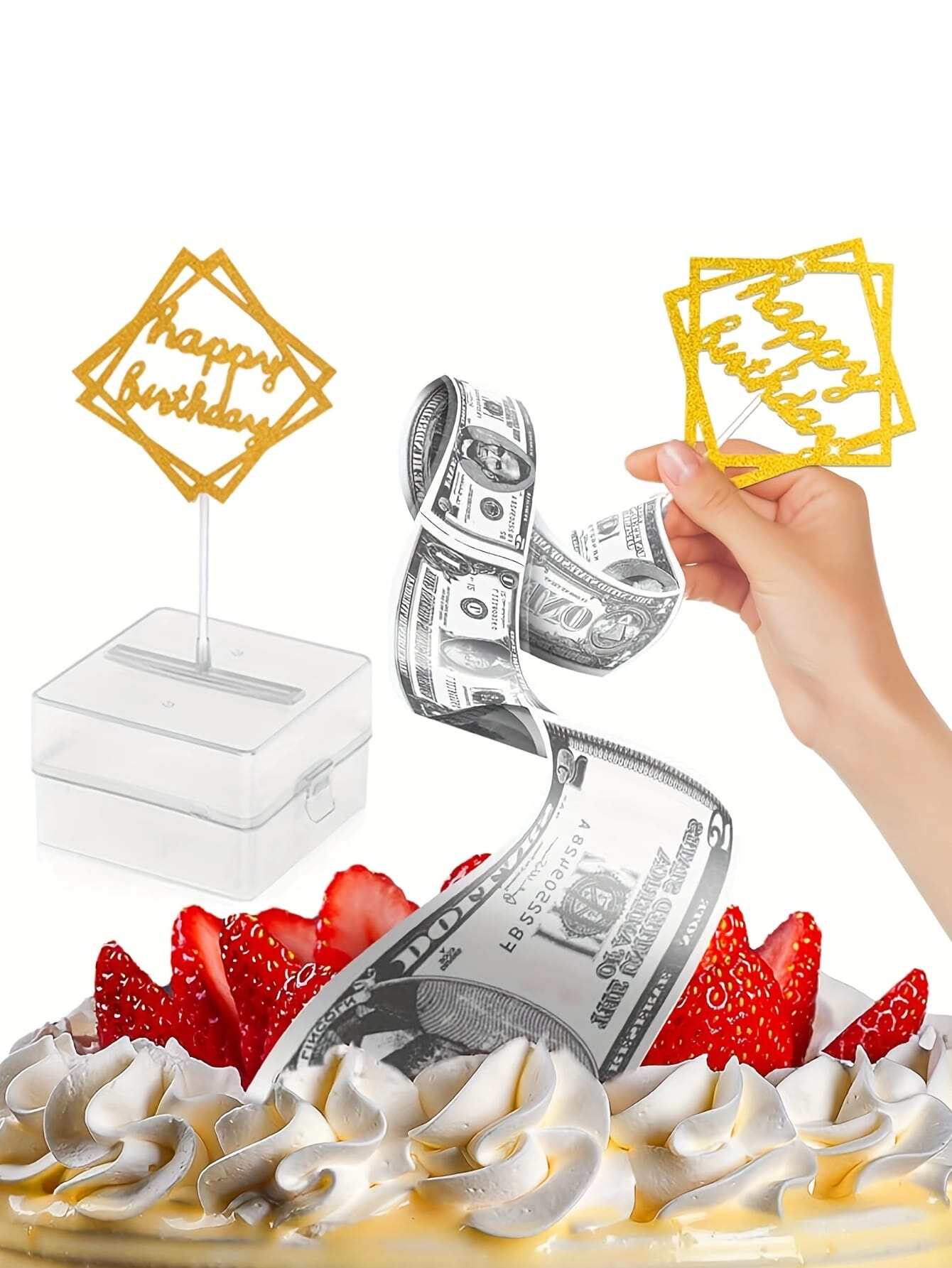 Birthday Money Box Cake Toppers, Money Cake Pull Out Kit For Birthday