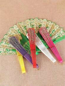 1入組風雲紋塑料摺扇，配流蘇，適用於舞蹈表演 - 彩色 - 查看 2