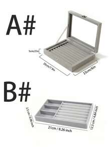 1PC 珠宝收纳盒，天鹅绒珠宝托盘，抽屉式珠宝盒，玻璃透明盖展示盒，戒指收纳托盘，耳环收纳盒，卧室配件，家居收纳用品，女士礼物收纳盒旅行