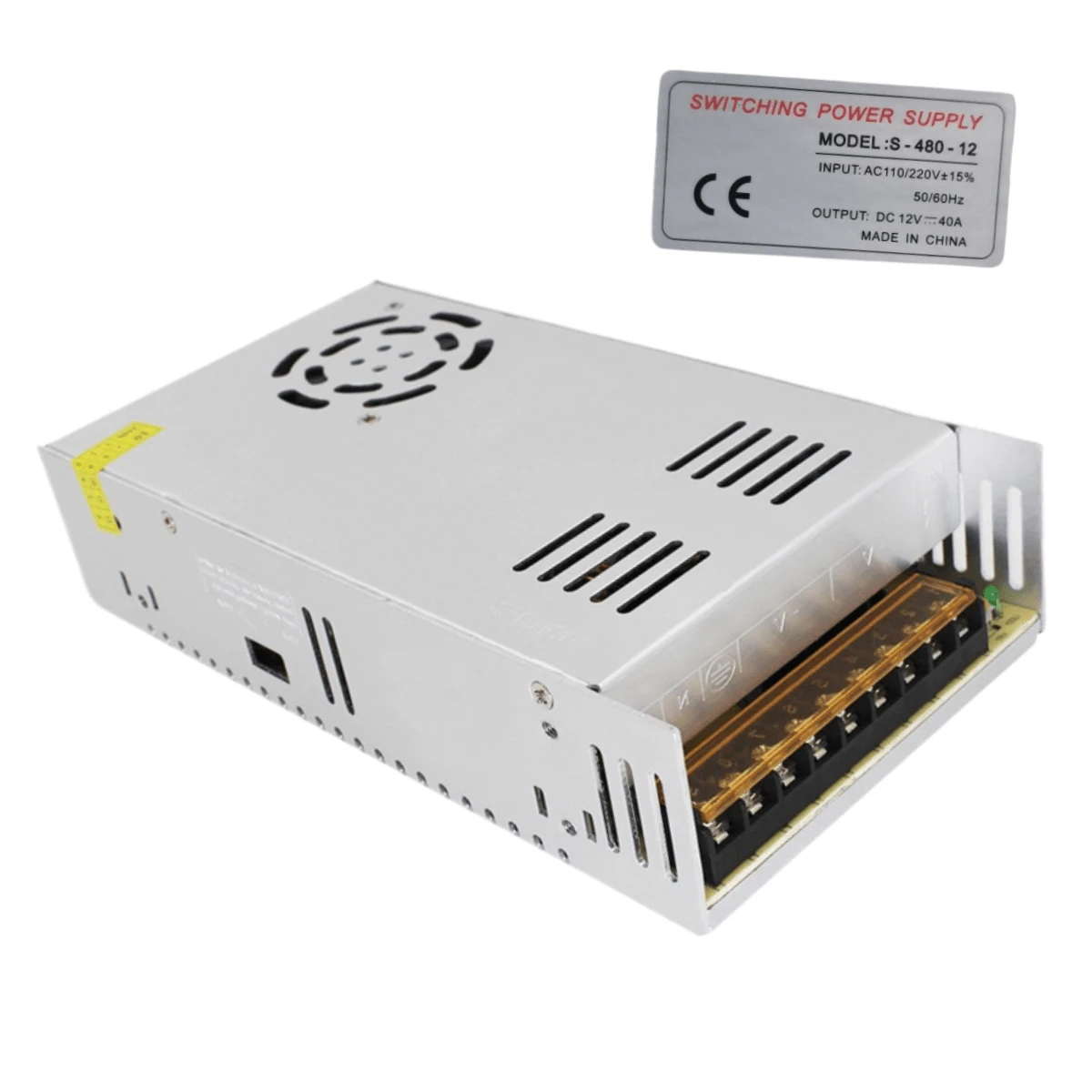 Fuente Conmutada 12v 40a 480w 110V Eliminador Transformador Drive de alimentacion regulable poder - 12V 40A 480W - Ver 1