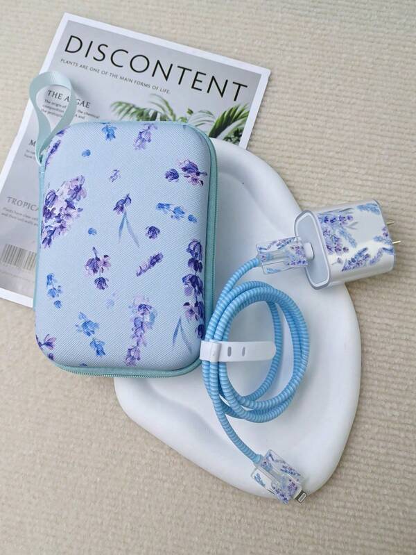 6pcs Charger Protective Sleeves + Storage Bag Set Cable Organizer