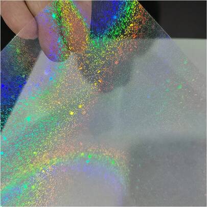 50 folhas de papel adesivo holográfico Sand Stars 2,9*4,1 polegadas/5,8*4,1 polegadas Glitter Clear Holográfico Sobreposição Filme de laminação a frio Folhas de vinil autoadesivas