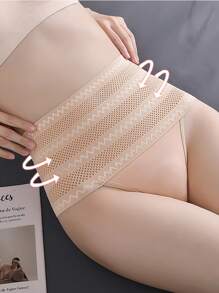1pc Sports Shaping G-String, Fashionable Sexy High-Waist Shaping Thong Panty, Seamless Shapewear Slimming Shorts, Breathable Lifting Waist Shaping Shorts - Apricot - View 4
