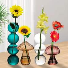 RORA 1pc Glass Bubble Vase, Mushroom Shape, Decorative Transparent Flower Bud Vase, Creative Mushroom Glass Vase For Hydroponics, Art Plants, Dining Table Flower Vase - Color - View 1