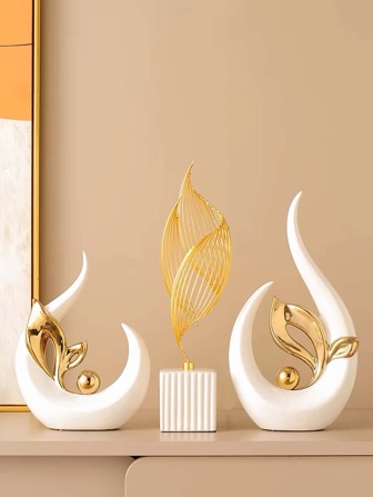 1/2 件现代抽象艺术雕像和雕塑，适合入口、餐桌、客厅、办公室、卧室、厨房、斯堪的纳维亚风格装饰，适合作为婚礼礼物