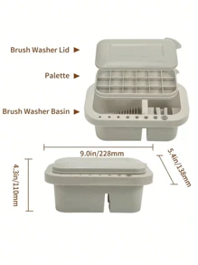 1入組藝術調色板油漆盒和筆清洗桶3合1藝術用品套裝，油漆刷收納盒，油漆刷架，繪畫用品 - 灰色 - 查看 3