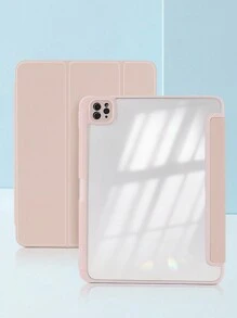1 Giá đỡ gấp ba bằng acrylic trong suốt có khe cắm bút, khung màu, cạnh mềm, ốp lưng acrylic phủ toàn bộ, ốp bảo vệ máy tính bảng khi ngủ/thức, tương thích với iPad Mini6/9.7/10.2/10.5/Air4/Air5/10.9 inch/Pro11 inch/10/12.9/Air 11 inch (M2)-2024/Air 13 inch (M2)-2024/Pro 11 inch (M4)-2024/Pro 13 inch (M4)-2024 - Hồng - Xem 9