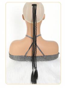 1 件/包 22 英寸金色棕色黑色夹式 3 辫合成纤维接发女士日常佩戴派对佩戴夹式接发自然日常发质 - 黑色 - 查看 5