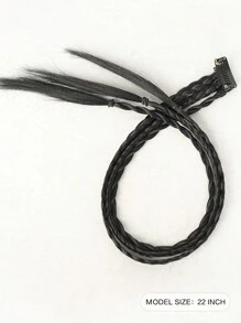 1 件/包 22 英寸金色棕色黑色夹式 3 辫合成纤维接发女士日常佩戴派对佩戴夹式接发自然日常发质 - 黑色 - 查看 6