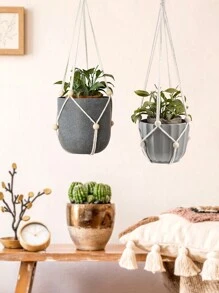 1 bucată tapiserie boemă cu plasă țesătă manuală pentru coș agățat cu plante, decorare simplă pentru casă sau pensiune pentru balcon