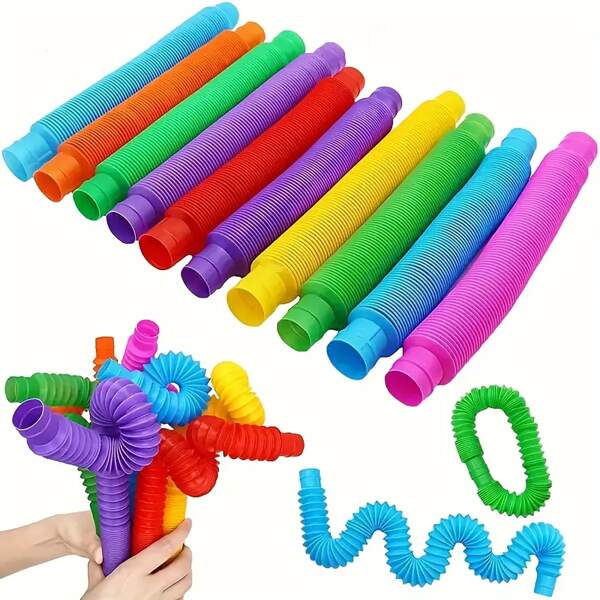 Christmas Decoration 8pcs, 16pcs, 24pcs Sensory & Colorful Interlocking Toys, Fidget Toys And Activities - Learning Tool To Stimulate Children's Fine Motor Skills, Includes Pop Tubes To Ease Stress And Anxiety, Educational Stress Relievers, Party/School Rewards, Classroom Activities, Back-To-School/Festival Gifts, Random Color.